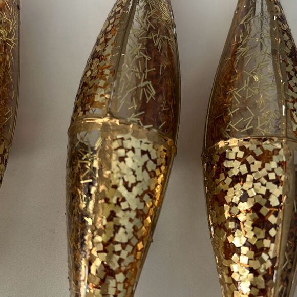 Gold Confetti Christmas Ornaments Glitter Set of 4 - Picture 2 of 6